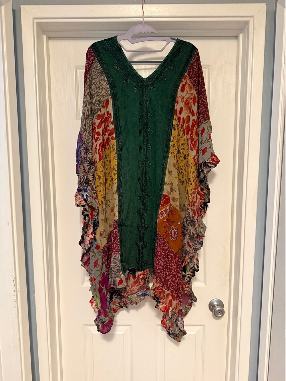 YOUNG THREADS Embroidered Colorblock Kimono Shrug Basil NWT 1X